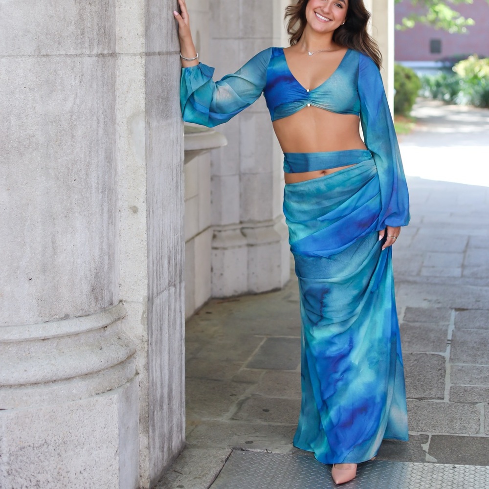 Blue Tie-Dye Two-Piece Set